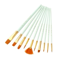 10 Stück Aquarell Pinsel Set Nylon Haar Künstler Pinsel mit Fächerspitze für Acrylöl Gouache Nagel Körper Gesicht Felszeichnung Kunst Bastelbedarf Malerei