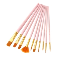 10 Stück Aquarell Pinsel Set Nylon Haar Künstler Pinsel mit Fächerspitze für Acrylöl Gouache Nagel Körper Gesicht Felszeichnung Kunst Bastelbedarf Malerei