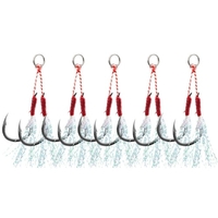 10 Stück Fishing Jigging Hooks Set Stacheldraht Karpfen Angelhaken mit Feder und geteilten Ringen Sea Fishhook Fly Fishing Tackle