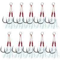 10 Stück Fishing Jigging Hooks Set Stacheldraht Karpfen Angelhaken mit Feder und geteilten Ringen Sea Fishhook Fly Fishing Tackle