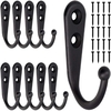 10 Stück schwarze kleine Haken an der Wand mit 20 Stück Schrauben