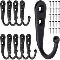 10 Stück schwarze kleine Haken an der Wand mit 20 Stück Schrauben