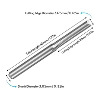 10 STÜCKE Doppelflöten gerade Bits 3, 175 * 20 CNC-Fräser-Fräser für Holz / MDF / PVC / Acryl / Bio-Platten