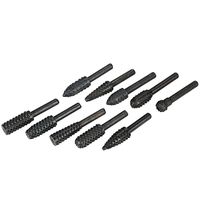 10 stücke Dreh Dateien Raspel Set 6mm Schaft Kohlenstoffstahl Hartmetall Fräser Rotary Datei Grat Werkzeug Holzbearbeitung Carving Bits Schleifen Zubehör