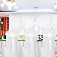 10 stücke Hochzeit Blume Stuhl Schärpen Elastische Spandex Organza Stuhl Schärpe Abdeckungen Hochzeitsbankett Liefert Dekorationen-Weiß