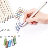10 teile / satz Metallic Farbe Filzstift Kennzeichnung Hervorhebung mit Pinsel Spitze für Fotoalbum DIY Schule Bürobedarf