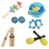 10 teile / satz Musical Spielzeug Percussion Instrumente Band Rhythmus Kit Einschließlich Tambourine Maracas Kastagnetten Handbells Holz Guiro für Kinder Kinder Kleinkinder