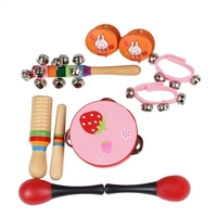 10 teile / satz Musical Spielzeug Percussion Instrumente Band Rhythmus Kit Einschließlich Tambourine Maracas Kastagnetten Handbells Holz Guiro für Kinder Kinder Kleinkinder