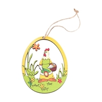 10-teiliges Ostern-Ornament-Set aus Holz zum Aufhängen,  Oster-Aniaml-Blumen-Thema,  hängende Tags,  Dekoration
