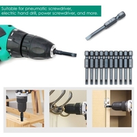 10-teiliges Schlitzschraubendreher-Bit-Set 1/4-Zoll-Sechskantschaft S2 Stahl-Magnetschraubendreher-Bit-Set für elektrische Handbohrmaschine mit Kraftschraubendreher