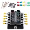 10-Wege-Blade Fuse Box Halter Sicherungsblöcke mit roter LED-Anzeige 10Pcs Sicherungen 10Pcs Terminals für Auto Boot Marine Caravan Truck 12V 24V