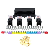 10-Wege-Sicherung Box 5-Pin Socket Base Relais Sicherungshalter Block mit 13Pcs Standard Blade Sicherungen Universal für Auto-Interieur-Teile