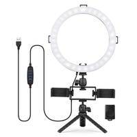 10-Zoll / 26-cm-LED-Ringlicht-Kit 3 Beleuchtungsmodi 3000K-6500K Dimmbar USB-betrieben