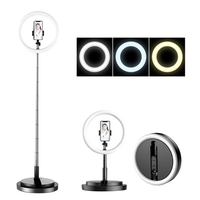 10-Zoll-LED-Ringlicht faltbar mit Handyhalterung Einstellbarer Lichtstativ und scheibenförmiger Basis USB-betriebenes Fülllicht