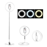 10-Zoll-LED-Ringlicht faltbar mit Handyhalterung Einstellbarer Lichtstativ und scheibenförmiger Basis USB-betriebenes Fülllicht