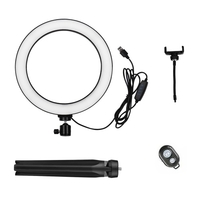 10-Zoll-LED-Ringlicht mit Stativständer Telefonhalter Fernbedienung 3200K-5500K Dimmbare Tischkamera-Lampe
