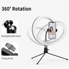 10-Zoll-USB-Desktop-Ringlicht mit 3 Farbmodi / 10 Helligkeitsstufen / Flexibles Netzteil / 360 ° drehbarer Kugelkopf / Telefonständer / Stativ
