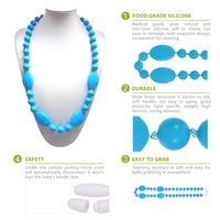 100 % Food Grade Silikon Zahnen Halskette weiche Perlen für Chew Baby Kleinkind Krankenpflege Schmuck Spielzeug für Mom BPA frei EN71 F963 FDA-Zertifikat tragen