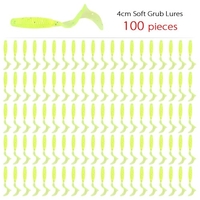 100 stücke 4 cm Weiche Künstliche Angelköder Swimbait Schwanz Grub Lockt Wurm Moggot Grub Lures Köder