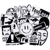 100 Stücke Nicht Wiederholen Transparent Schwarz Weiß Mixed Wasserdicht Aufkleber DIY Decals Für Koffer Motorrad Skateboard Fahrrad Auto Laptop Aufkleber Zubehör