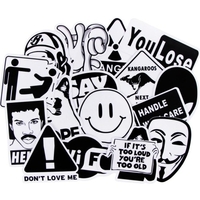 100 Stücke Nicht Wiederholen Transparent Schwarz Weiß Mixed Wasserdicht Aufkleber DIY Decals Für Koffer Motorrad Skateboard Fahrrad Auto Laptop Aufkleber Zubehör