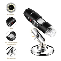 1000X Kabelgebundenes Digitalmikroskop Tragbares Handmikroskop mit USB+Micro-USB-Schnittstellen 8 LED-Leuchten Typ-C-Adapter
