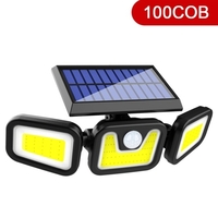 100COB Solar 3 Köpfe drehbare geteilte Lampe Bewegungssensor Wandleuchte Outdoor Garden Wasserdichtes Nachtlicht