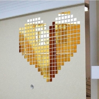 100PCS Modernes Design Kleber Mini Square 3D DIY Wandspiegel Für Zimmer Schlafzimmer Küche Badezimmer Stick Aufkleber Home Party Dekoration Dekor Kunst Wandaufkleber