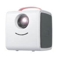 1080P Mini-Projektor für Kinder-Heimkino-Projektor mit HD / USB / AV-Anschlüssen 20-80-Zoll-Display-Fernbedienung,  rosa & weißer EU-Stecker