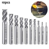 10Pcs 4-Fräse Schaftfräser Hochgeschwindigkeitsstahl Zylinderschaft Bohrer Fräser für Aluminiumstahl