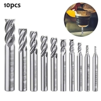 10Pcs 4-Fräse Schaftfräser Hochgeschwindigkeitsstahl Zylinderschaft Bohrer Fräser für Aluminiumstahl