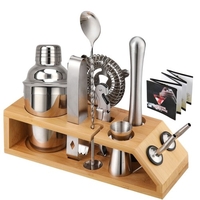 10pcs Bar Cocktail Set Drink Making Shaker Kit Edelstahl Mixer Making Gift with Bambus Rack