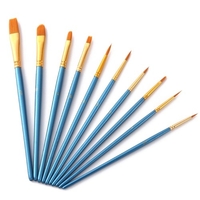 10pcs Blue Paintbrush Set Professionelle Kunst Paint Brushes Nylon Haar Holzgriff für Künstler Kinder Erwachsene
