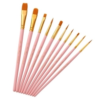 10pcs Professionelle Künstler Pinsel Set Nylon Haar Zarte Holzgriff Pinsel Künstlerbedarf Geschenk für Kinder Erwachsene Anfänger für Acrylöl Aquarell Gouache Nagel Körper Gesicht Miniatur Detail Felsmalerei