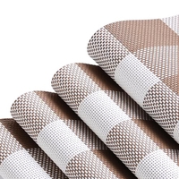 12 * 18 Zoll PVC Hitzebeständiges Plaidgewebtes Placemat Fleck-beständiges rutschfestes waschbares Speisetischmatten Tischsets - Satz von 4 Schwarzes