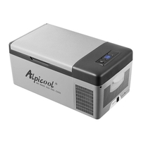 12 / 24V 15L Autokühlschrank Gefrierschrank Kühlbox Kühler Autokühlschrank Kompressor BT Connected App Control / 3 Stufen Spannungseinstellbar / LED-Digitalanzeige für Outdoor-Aktivitäten Picknick Camping