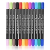12 Farben / Set Marker Markierungsstift Twin Tip Pinsel Sketch Stifte Wasserbasierte Tinte für Grafik Manga Zeichnung Designing