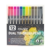 12 Farben Doppelspitze Pinselstifte Kunstmarker Set Pinsel und feine Spitzen Farbstifte für Kinder Erwachsene Künstler Zeichnen Skizzieren Ausmalen Kalligraphie Handbeschriftung Journaling Planner Art Projects