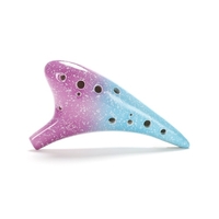 12 Löcher Keramik Ocarina AltoC Starry Style Musikinstrument mit Lanyard Music Score Schutztasche für Musikliebhaber und Lernende