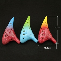 12 Löcher Keramik Ocarina AltoC Starry Style Musikinstrument mit Lanyard Music Score Schutztasche für Musikliebhaber und Lernende