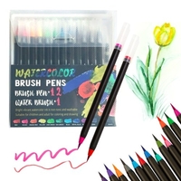 12 Lebendige Aquarellpinselstifte mit weichen,  flexiblen Pinselspitzen Künstler malen Marker Wasserlösliche Tinte Nachfüllbarer Wassermischpinsel für erwachsene Kinder Malen Zeichnen Zeichnen Kalligraphie