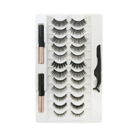 12 Paar Magnetische Wimpern Set Magnet Flüssiger Eyeliner & Magnetische Wimpern & Pinzette Set Wasserdichte,  langlebige Wimpernverlängerung Make-up Tools