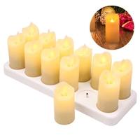 12 PCS wiederaufladbare flammenlose Kerzen Realistische warmgelbe LED Akku-Stumpenkerzen Elektrische Kerzenlichter mit flackernder Flamme für Weihnachten Halloween Festivals Hochzeitsfeier Dekoration