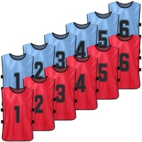 12 STÜCKE Kinder Fußball Pinnies 2 Farben Schnell trocknende Fußballtrikots Jugendsport Scrimmage Basketball Team Training Nummerierte Lätzchen Übungssportweste