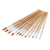 12 stücke Pinsel Set mit Flach und Runde Spitzen Spitzen Nylon Haar Holzgriff Professionelle Zeichnung Pinsel
