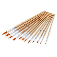 12 stücke Pinsel Set mit Flach und Runde Spitzen Spitzen Nylon Haar Holzgriff Professionelle Zeichnung Pinsel