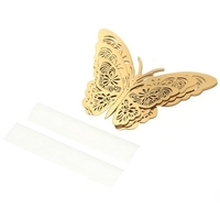 12 teile / satz Lebendige 3D Schmetterling Wandaufkleber Removable Wandaufkleber DIY Kunst Wandtattoos Dekor mit Kleber für Schlafzimmer Hochzeit - Gold