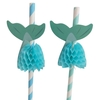 12 teile / satz Nette Lebensmittelqualität Papierstrohe für Geburtstag Hochzeitsfeier und Party Multifunktionale Strohhalme mit Meerjungfrau Bienenwabe Dekoriert