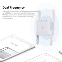 1200 Mbit / s 2, 4 G 5 G Zweifrequenz-WLAN-Repeater WLAN-Extender Wireless Signal Booster Weiß für Home Office Verwenden Sie den UK-Stecker