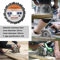 125mm 16 Zähne Edelstahl Schleifmaschine Holzbearbeitung Disc Nutmaschine Ketten Disc Holzschnitzerei Trennscheibe für 5 Zoll Winkelschleifer Carving Shaping Cutting